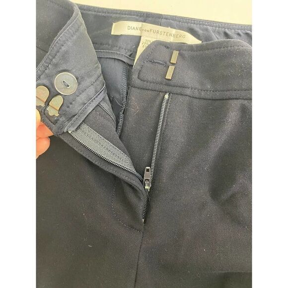 Diane von Furstenberg Cuffed Dress Pants Trousers Navy Blue - Size 4 Women's - Picture 5 of 9